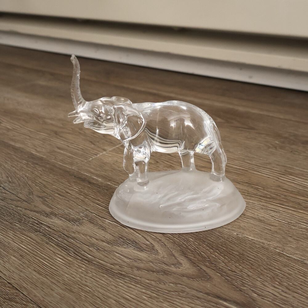 Vintage Cristal D'Arques Genuine Lead Crystal Elephant Frosted Glass Decor